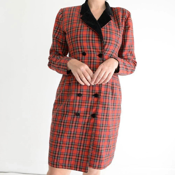 Vintage Northern Traditions Red Scottish Print Double Breasted Dress 5-6 - Picture 3 of 10